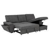 Demko Sleeper Sectional Sofa with Speaker and Storage Chaise Granite