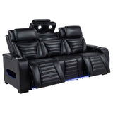 Zuma 3-Piece Dual Power Reclining Sofa Set with Bluetooth Black