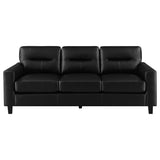 Scotland 3-piece Faux Leather Upholstered Sofa Set Black