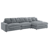 Blaine 3-Piece Corduroy Reversible Chaise Sectional Sofa Fog