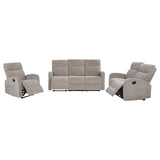 Hamilton 3-piece Chenille Manual Reclining Sofa Set Sand