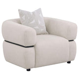 Jeanette 3-piece Fabric Upholstered Round Arm Sofa Set Beige