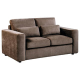 Amador 3-piece Chenille Upholstered Track Arm Sofa Set Chocolate