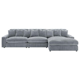 Blaine 3-Piece Corduroy Reversible Chaise Sectional Sofa Fog