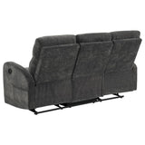 Hamilton 3-piece Chenille Manual Reclining Sofa Set Charcoal Grey