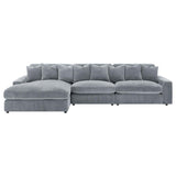 Blaine 3-Piece Corduroy Reversible Chaise Sectional Sofa Fog