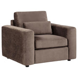 Amador 3-piece Chenille Upholstered Track Arm Sofa Set Chocolate