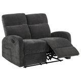 Hamilton 3-piece Chenille Manual Reclining Sofa Set Charcoal Grey