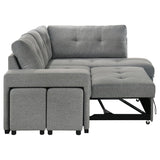 Roanne Fabric Upholstered Sleeper Sectional Sofa Grey