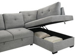 Roanne Fabric Upholstered Sleeper Sectional Sofa Grey