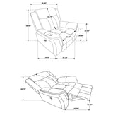 Lawrence 3-piece Upholstered Reclining Sofa Set Charcoal