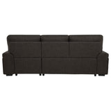 Demko Sleeper Sectional Sofa with Speaker and Storage Chaise Brown