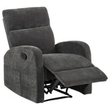 Hamilton 3-piece Chenille Manual Reclining Sofa Set Charcoal Grey