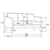 Ruth 3-piece Upholstered Track Arm Sofa Set Black