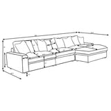 Blaine 3-Piece Corduroy Reversible Chaise Sectional Sofa Fog