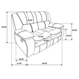 Camila 3-piece Upholstered Reclining Sofa Set White
