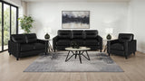 Scotland 3-piece Faux Leather Upholstered Sofa Set Black
