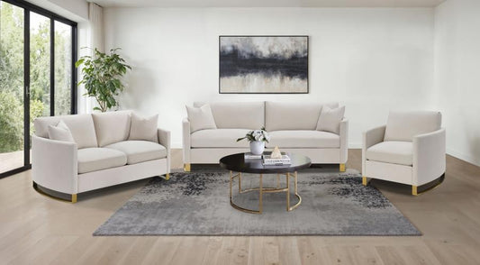 Corliss 3-piece Upholstered Arched Arm Sofa Set Beige