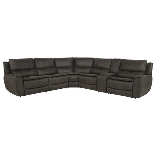 Marcell 6-Piece L-Shaped Power Reclining Sectional with Console Grey