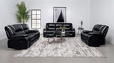 Camila 3-piece Upholstered Reclining Sofa Set Black