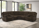 Atkinson Upholstered Reclining Sectional Sofa Chocolate
