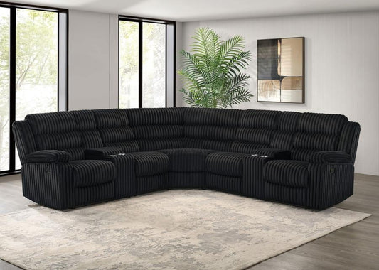 Atkinson Upholstered Reclining Sectional Sofa Black