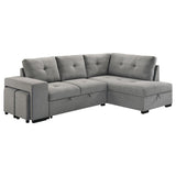 Roanne Fabric Upholstered Sleeper Sectional Sofa Grey