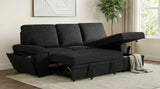 Demko Sleeper Sectional Sofa with Speaker and Storage Chaise Black