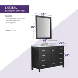 Chateau 48 in. W x 22 in. D Bath Vanity Set in Black with Vanity Top in Carrara Marble with White Sink and Mirror