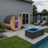 4-6 Person Electric Rock Heater Outdoor White Cedar Sauna with 1-Person All-in-One Blue Cold Plunge & Built-in Chiller