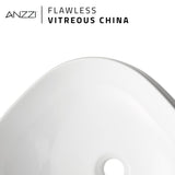 Siena Series 17 in. Ceramic Rounded Vessel Square Bathroom Sink Basin in White