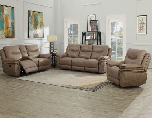 Isabella Sand 3 Piece Manual Motion Set (Sofa, Loveseat & Chair)