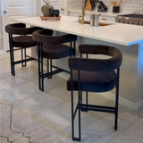Mia 24" Modern Velvet Counter Stool with Arms (Set of 4)