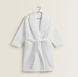 Shawl Collar Cotton Bath Robe with Border Embroidery