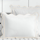 400TC Cotton Scallop Embroidery & Border Sateen Solid Pillow Sham