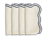 Ivory Napkins with Navy Scallop Edge