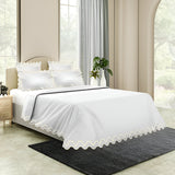 Imaginary Scallop 400TC Cotton Embroidery Sateen Solid Duvet Cover Set