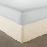 400TC Sateen Solid Cotton Luxurious Scallop Embroidery Tailored Bed Skirt