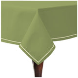 Single Embroidery Border Sateen Cotton Solid Table Cloth - Sage