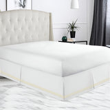 400TC Sateen Solid Cotton Triple Embroidered Tailored Bed Skirt