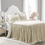 400TC Cotton Sateen Solid Ruffle Bedspread Set