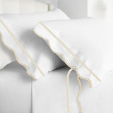 400TC Cotton Scallop Embroidery & Border Sateen Solid Top Sheet