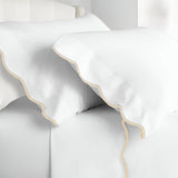 400TC Cotton Scallop Embroidery Sateen Solid Pillowcases (Set Of 2)