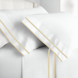 400TC Embroidery & Border Cotton Sateen Solid Pillowcases (Set Of 2)