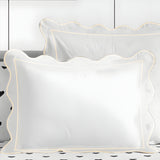 400TC Cotton Scallop Embroidery & Border Sateen Solid Duvet Cover Set