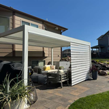 PURPLELEAF Outdoor Louvered Pergola Roller Blinds with Thermal Insulated, UV Protection Waterproof Fabric, Privacy Protection for White Pergola, Easy to Install