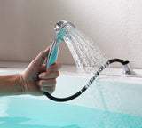 ANZZI Patriarch 5-Hole Deck Mount Tub Filler, Dual Handle Control, Integrated Hand Sprayer, Solid Brass, 1.8 GPM Flow, WaterSense Certified, Various Finishes
