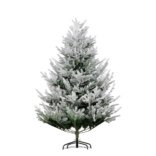 HOMCOM 6 FT Artificial Christmas Tree, Flocked Hinged Xmas Tree with 795 Tips, Steel Base, Auto Open, Green