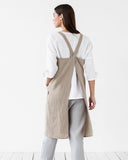 Japanese cross-back linen apron in Natural linen