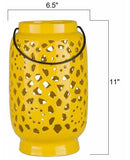 Jeiseyville Yellow Geometric Outdoor Ceramic Lantern